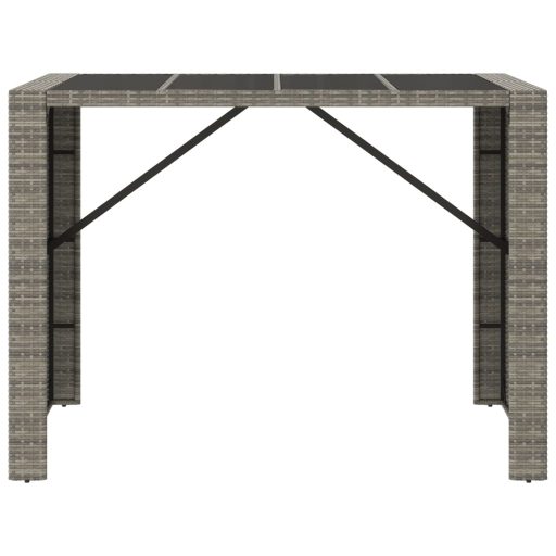 Szürke polyrattan üveglapos kerti asztal 145 x 80 x 110 cm