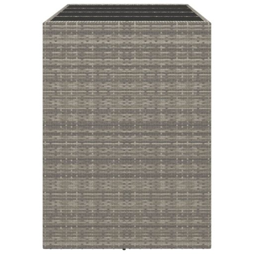 Szürke polyrattan üveglapos kerti asztal 145 x 80 x 110 cm
