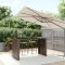 Barna polyrattan kerti asztal üveglappal 185 x 80 x 110 cm