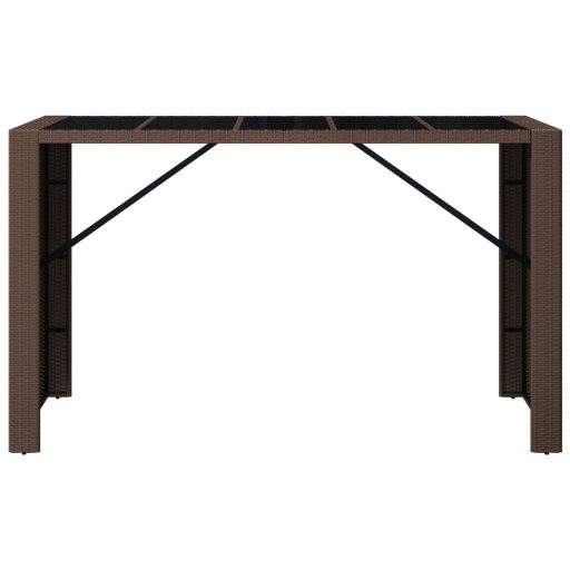 Barna polyrattan kerti asztal üveglappal 185 x 80 x 110 cm