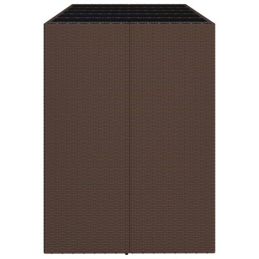 Barna polyrattan kerti asztal üveglappal 185 x 80 x 110 cm