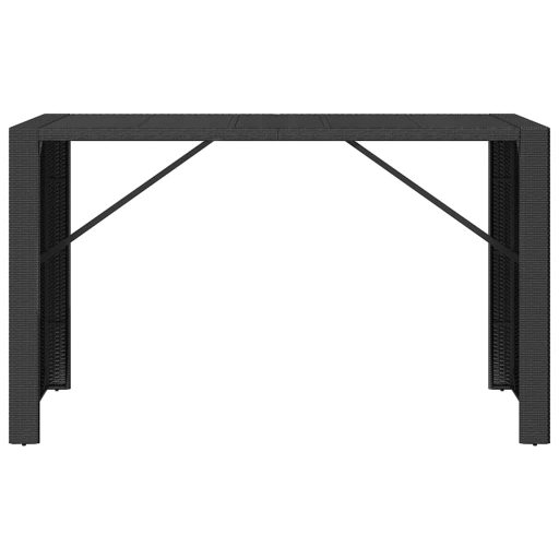 Fekete polyrattan üveglapos bárasztal 185 x 80 x 110 cm