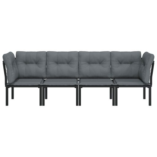 4 részes fekete és szürke polyrattan kerti ülőgarnitúra
