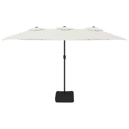 Homokfehér dupla tetős napernyő LED-ekkel 449x245 cm