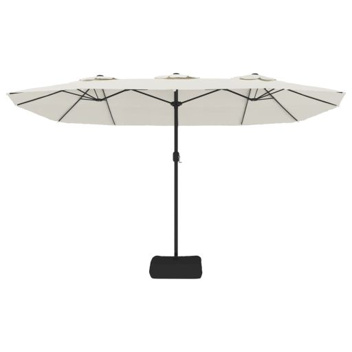 Homokfehér dupla tetős napernyő LED-ekkel 449x245 cm
