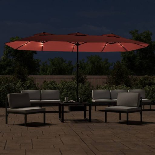 Terrakotta dupla tetős LED-es napernyő 449x245 cm
