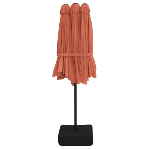 Terrakotta dupla tetős LED-es napernyő 449x245 cm