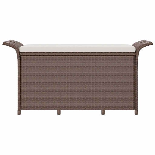 Barna polyrattan kerti pad párnával 116 x 46 x 57 cm