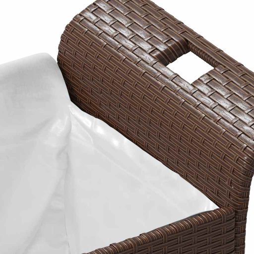 Barna polyrattan kerti pad párnával 116 x 46 x 57 cm