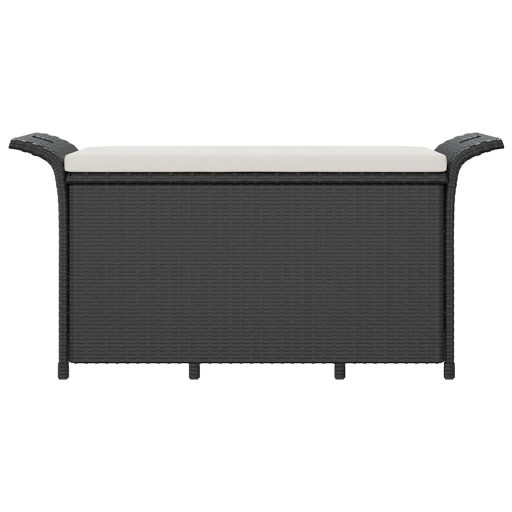 Fekete polyrattan kerti pad párnával 116 x 46 x 57 cm