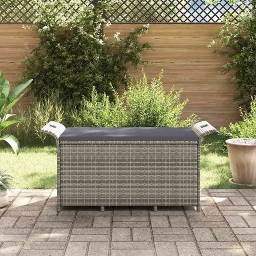 Barna polyrattan kerti pad párnával 116 x 46 x 57 cm