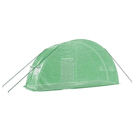 Zöld acélvázas melegház 12 m² 6 x 2 x 2,85 m