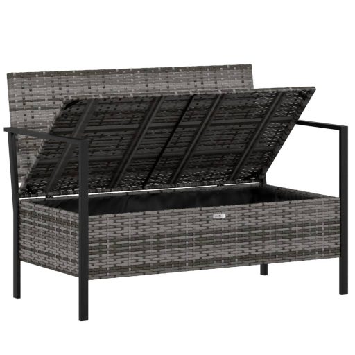 2 személyes szürke polyrattan kerti kanapé párnával