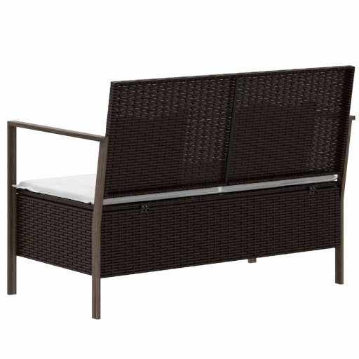 2 személyes barna polyrattan kerti kanapé párnával