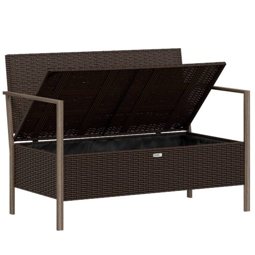 2 személyes barna polyrattan kerti kanapé párnával