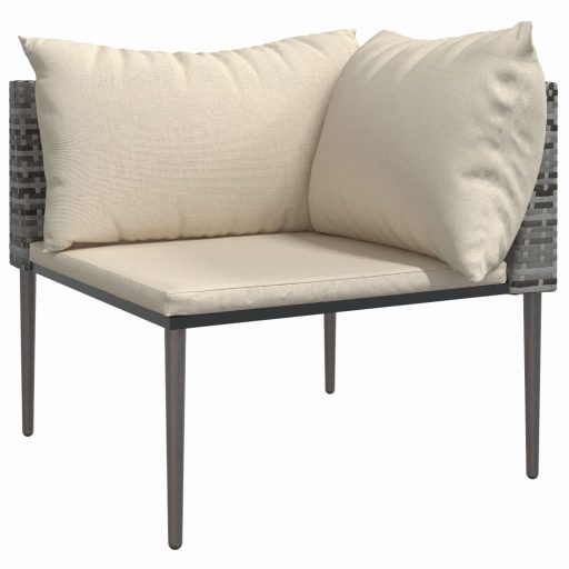 2 db szürke polyrattan kerti sarokkanapé párnával