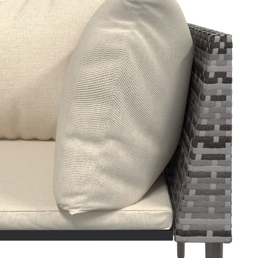 2 db szürke polyrattan kerti sarokkanapé párnával