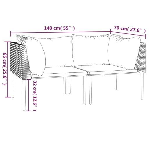 2 db szürke polyrattan kerti sarokkanapé párnával