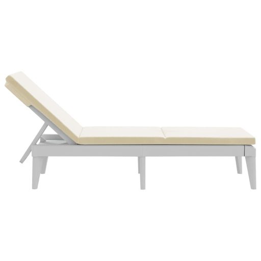 Fehér PP napozóágy párnával 186 x 60 x 29 cm