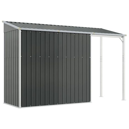 Antracitszürke fészer meghosszabbított tetővel 277x107x181 cm