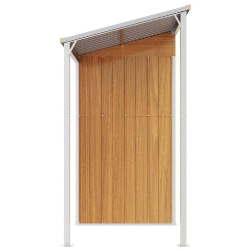 Világosbarna fészer meghosszabbított tetővel 277x107x181 cm