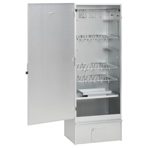 Horganyzott acél BBQ füstölőkemence faaprítékkal 44,5x29x110 cm