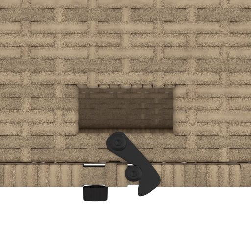 2 személyes bézs polyrattan/akácfa kerti kanapé párnával