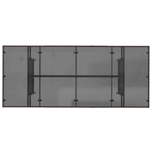 Barna polyrattan üveglapos kerti asztal 190 x 80 x 74 cm