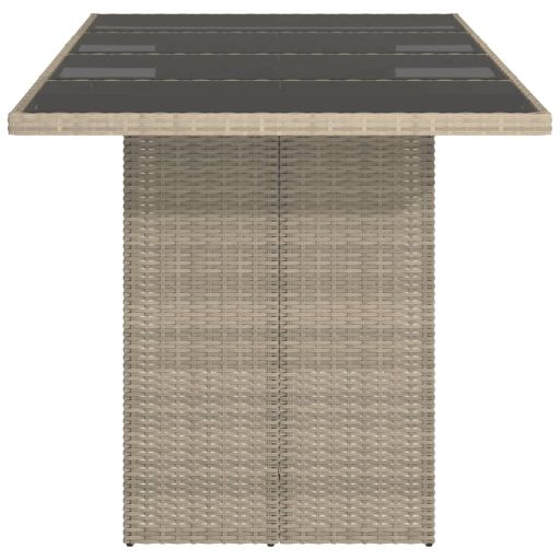 Szürke polyrattan üveglapos kerti asztal 190x80x74 cm