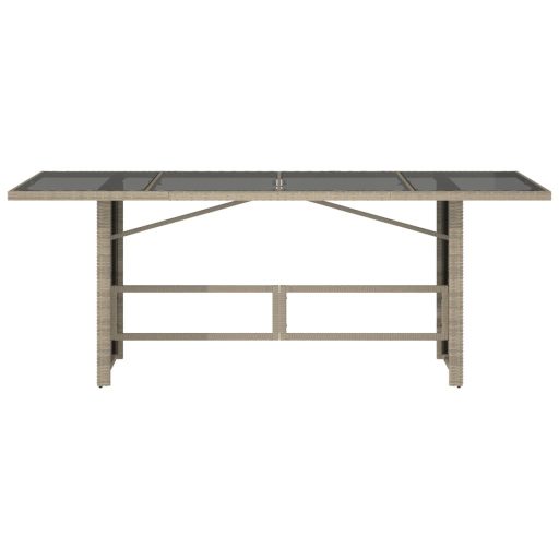 Szürke polyrattan üveglapos kerti asztal 190x80x74 cm