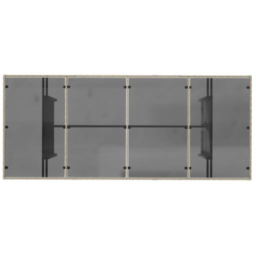 Szürke polyrattan üveglapos kerti asztal 190x80x74 cm