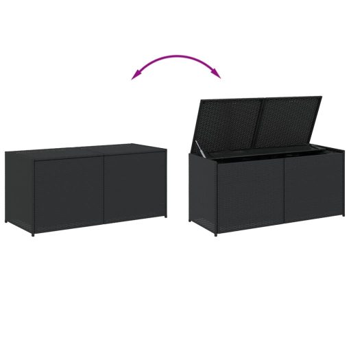 Fekete polyrattan kerti tárolóláda 283 L
