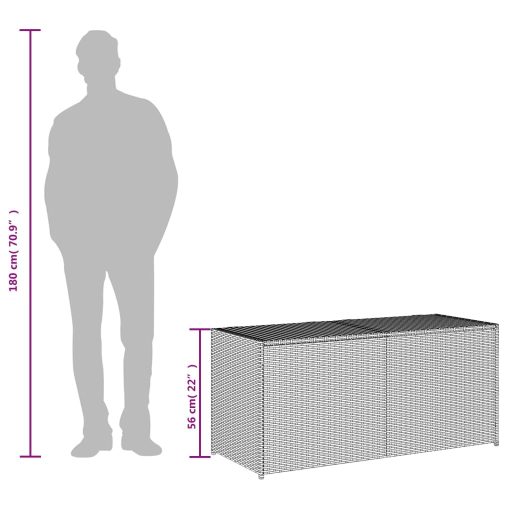 Fekete polyrattan kerti tárolóláda 283 L