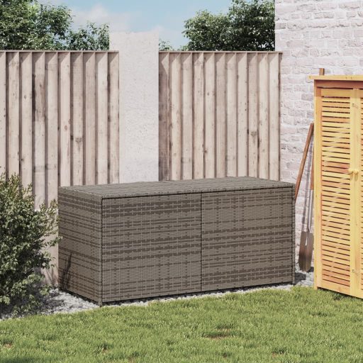 Szürke polyrattan kerti tárolóláda 283 L