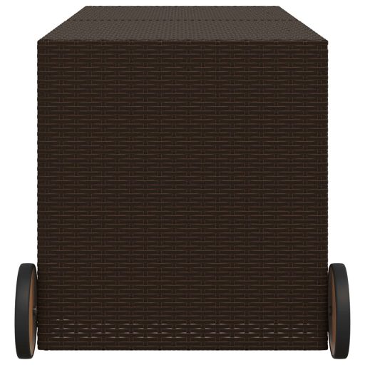 Barna polyrattan kerti tárolóláda kerekekkel 283 L