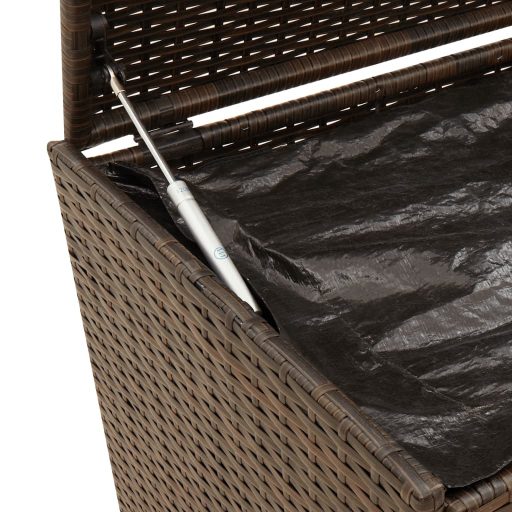 Barna polyrattan kerti tárolóláda kerekekkel 283 L