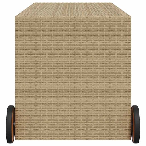 Vegyes bézs polyrattan kerti tárolóláda kerekekkel 283 L
