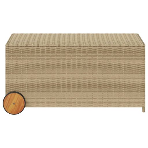 Vegyes bézs polyrattan kerti tárolóláda kerekekkel 190 L