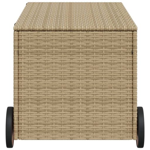 Vegyes bézs polyrattan kerti tárolóláda kerekekkel 190 L
