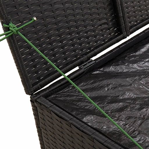 Fekete polyrattan kerti tárolóláda 291 L