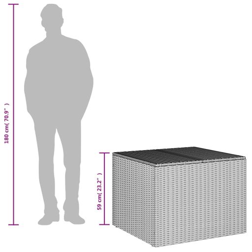 Fekete polyrattan kerti tárolóláda 291 L