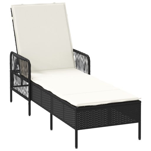 Napozóágy Fekete és krém szín PE Rattan 157 x 55 x 92 cm