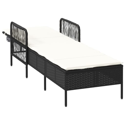 Napozóágy Fekete és krém szín PE Rattan 157 x 55 x 92 cm