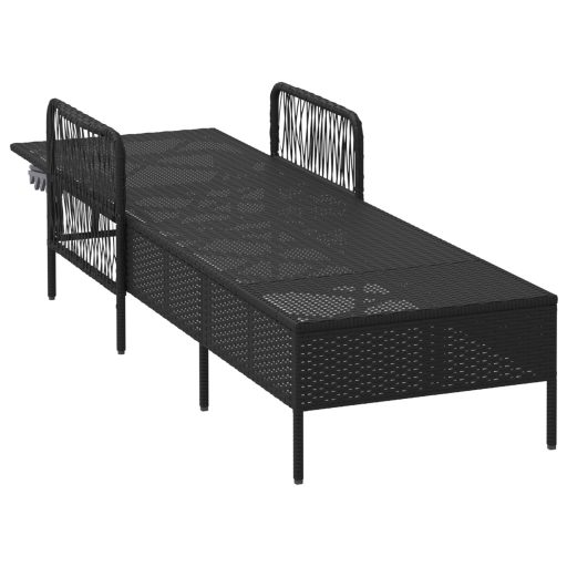 Napozóágy Fekete és krém szín PE Rattan 157 x 55 x 92 cm