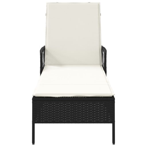 Napozóágy Fekete és krém szín PE Rattan 157 x 55 x 92 cm