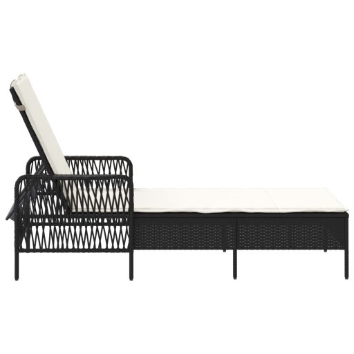 Napozóágy Fekete és krém szín PE Rattan 157 x 55 x 92 cm