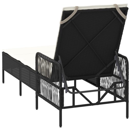 Napozóágy Fekete és krém szín PE Rattan 157 x 55 x 92 cm