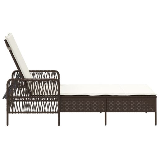 Napágy Barna és krémfehér PE Rattan 157 x 55 x 92 cm