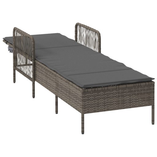 Napozóágy Szürke és sötét szürke PE Rattan 157 x 55 x 92 cm