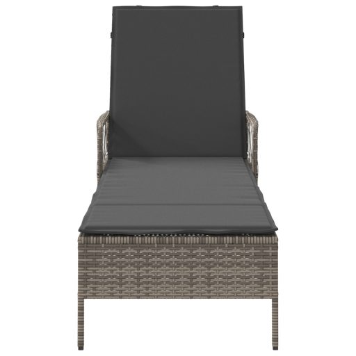 Napozóágy Szürke és sötét szürke PE Rattan 157 x 55 x 92 cm